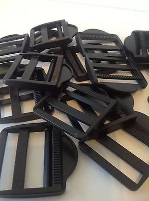 50mm Ladderlock Buckles X 4 Strong Black Plastic Strap Buckles • £2.49