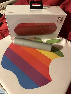 RARE SEALED BeatsPILL PRODUCT RED Special Edition + APPLE HQ SILVER LOGO PEN Set • $438.88