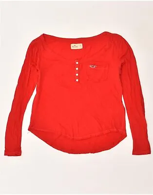 HOLLISTER Womens Top Long Sleeve UK 6 XS  Red Cotton AL03 • £10.56