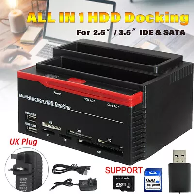 IDE SATA HDD Docking Station USB 2.0 Hard Drive Enclosure 2.5/3.5  Case Box Base • £23.49