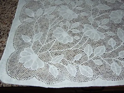 Off-White Quaker Lace Rectangular Tablecloth Intricate Floral Design 64  X 102 • $15