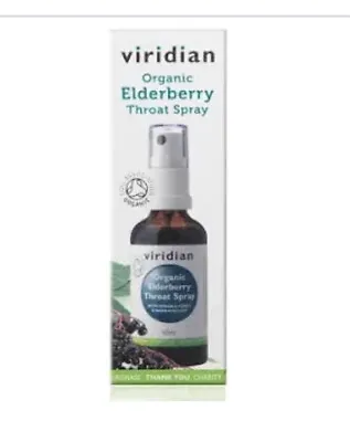 Viridian Organic Elderberry Throat Spray 50ml BBE 3/24 • £10