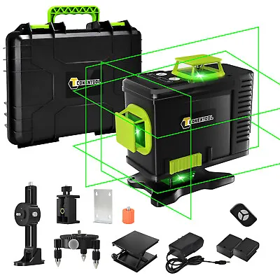 CONENTOOL Laser Level Green Cross Line Self Leveling Measure Tool 3D/4D/Tripod • £15.99