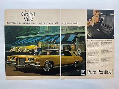 1971 Pontiac Grand Ville Car Print Advertisement (2 Page AD) *Gold Colored Car* • $7