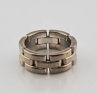 Vintage Cartier Maillon Panthere 3 Row Ring 18k White Gold Size 53 Or 6 • $2577.72