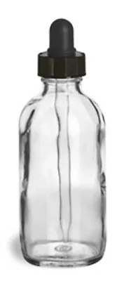 CLEAR GLASS Bottles 4 Oz (120 Ml) With Glass Droppers (3-6-12-24 Count) • $11.95