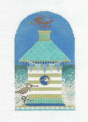 Seaside Mermaid Sandpiper Bird House Handpainted Needlepoint Canvas Kelly Clark • $86.95