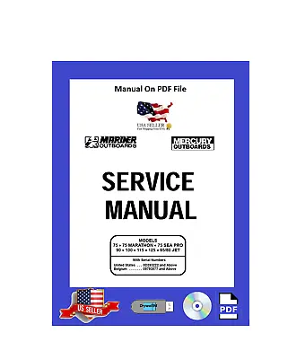 Mercury/Mariner Service Manual 75/90/100/115/125hp 2 Stroke PDF • $14.95