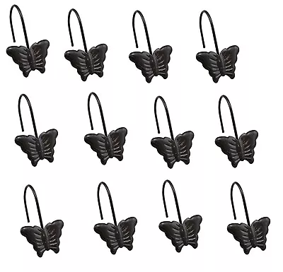 Set Of 12 Decorative Butterfly Shower Curtain Hooks Rings Hangers Bronze Finish • $8.98