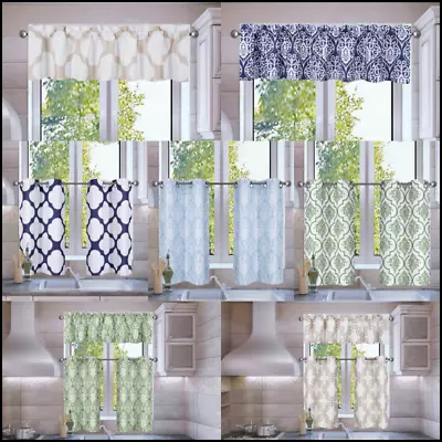 2 Pc Set Kitchen Small Panels Valance Lined Window Curtain Geometric Printed 7lo • $8