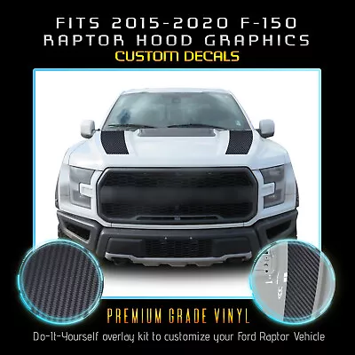 For 2017-2020 Ford Raptor F150 Hood Stripes Graphic Decals - Matte Carbon Fiber • $38.50