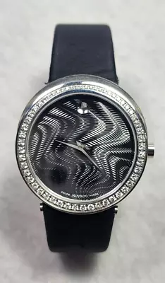 Movado Museum Diamond Bezel Watch With Exquisitely Ornate Black Dial - Pre-owned • $1775