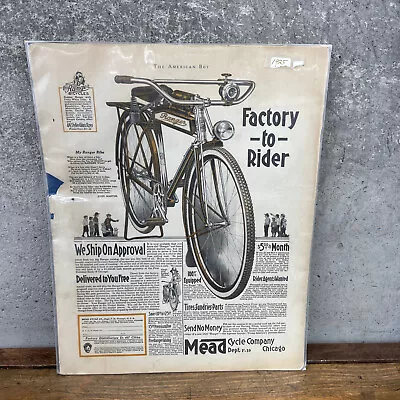 Vintage Mead Ranger Bicycle Advertisement 1925 14 Inches • $79.99