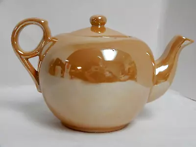 Vintage Orange Lusterware Tea Pot 8 In Wide Japan • $15.50