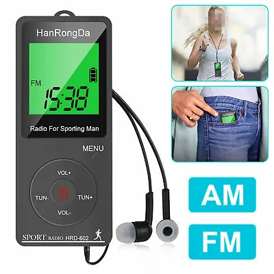 Mini Digital Portable Pocket LCD AM FM Radio Stereo USB Rechargeable W/Earphone • $16.50