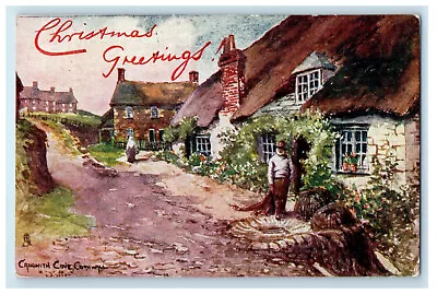 1905 Cadgwith Cove Cornwall Christmas Greetings Oilette Tuck Art Postcard • £9.38