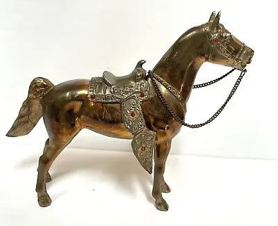 Vintage 1950's  Pot Metal 7  Tall Carnival  Horse Figurine With Rhinestones • $55