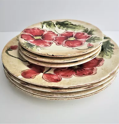 Lot Of 7 MAXCERA  POPPIES  Plates. FREE SHIPPING • $59.99