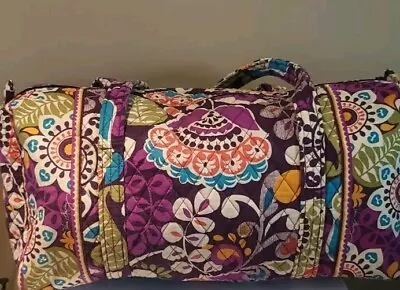 Vera Bradley Plum Crazy Weekender Duffel Travel Bag Retired 16  Double Strap Bag • $39