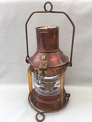 Vintage English Made Nautical Oil Lamp Copper And Brass • $68.48