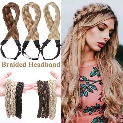 Natural Braided Hair Band Plaited Headband Fake Hair Extensions One Piece False • £4.40