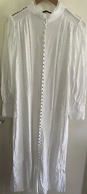 $40 • Buy G.D.S White Cotton And Lace Dress Size S