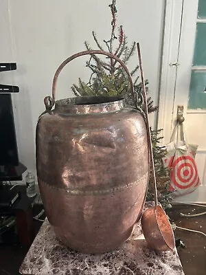 Vintage Large Handmade Copper Bucket/Pail With Ladle • $300