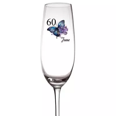 £13.99 • Buy Personalised 60th Birthday Butterfly Champagne Prosecco Glass Gift For Her ALL10