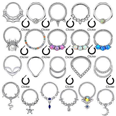 16G Dangle Septum Clicker Segment Hinged Nose Ring Ear Cartilage Daith Lip -ONE • $7.59