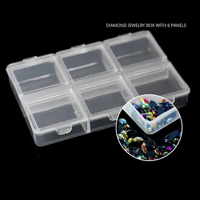 6 Grid Compartment Storage Case Plastic Diamond Jewelry Nail Art Display Box • $5.51