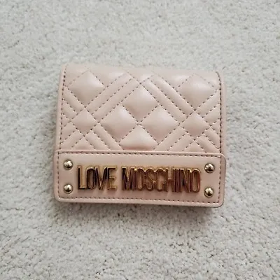 NWOT LOVE MOSCHINO Quilted Logo Wallet Neutral/Gold • $75