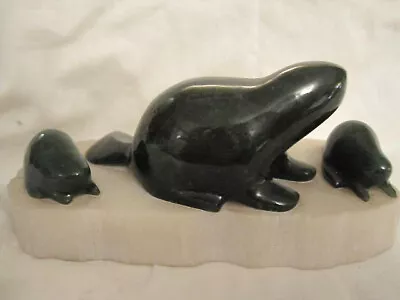 Vtg Beaver Family Jade Sculpture David Wong Master Carver Marble Base 1937-1998 • $434.57