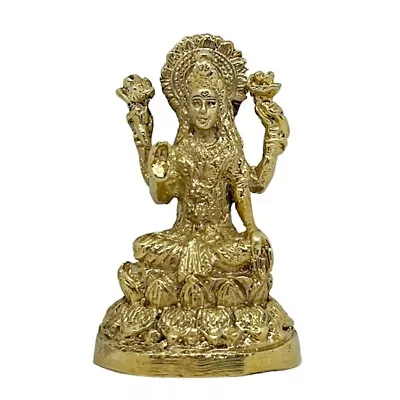 Sri Lakshmi Goddess Of Wealth Luck Love Vishnu Shakti Brass Statue Charm #2 • $32.50