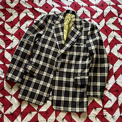 Vintage Plaid Polyester Suit Jacket Mens As Is Flaws  • $13