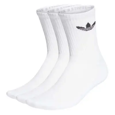 $25 • Buy Adidas - Cushioned Trefoil Mid-Cut Crew 3 Pack Socks White