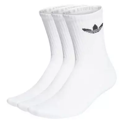 $25 • Buy Adidas - Cushioned Trefoil Mid-Cut Crew 3 Pack Socks White