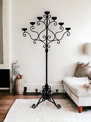 Vintage Rustic Iron Floor Candelabra Stand 7 Candle Holder Large 5' Foot Tall • $147.50