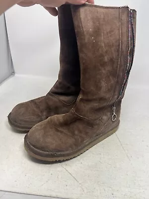 UGG Women's Hayden 5655 Suede Rainbow Zipper Winter Boots Brown Size 6 • $13.99
