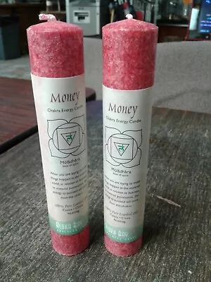 2 Pack Aloha Bay Money  Chakra Energy Pillar Candle Red  - 8 Inch Each • $19