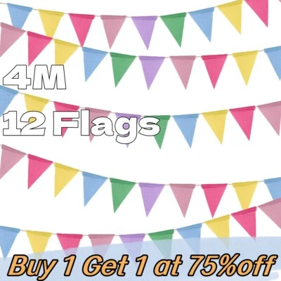 £3.22 • Buy 12 Flags Bunting Banner Outdoor Bunting For Garden Waterproof
