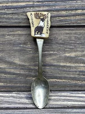 Vtg Souvenir Silver Tone Spoon Fairbanks Alaska Moose 4.5  • $12.50