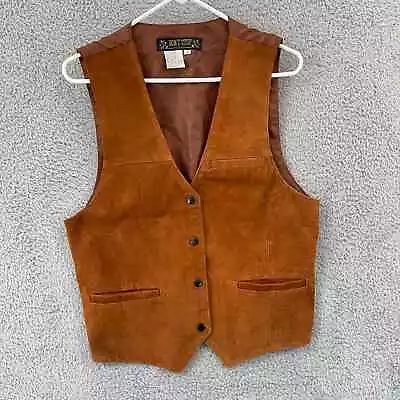 Vintage Dont Stop Classics Vest Mens L Brown Leather 80s Western Snap Buckle • $22.95