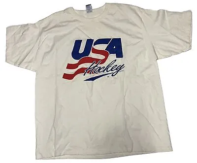 Vintage 90s USA Hockey Olympics T Shirt Champion Tee Heavyweight Sports Sz XXL • $29.99