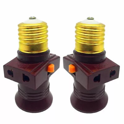 2Pcs E27 Screw Base Socket Plug Bulb Lamp Holder Light Plug Adapter & Switch  • £5.59