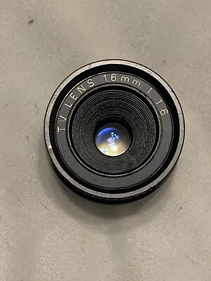 TV Lens 16mm 1:1.6  Televsion Camera Lens C Mount  Used In Good Condition • $10