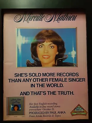 Mireille Mathieu Rare Original Promo Poster Ad Framed! #2 • $60.45