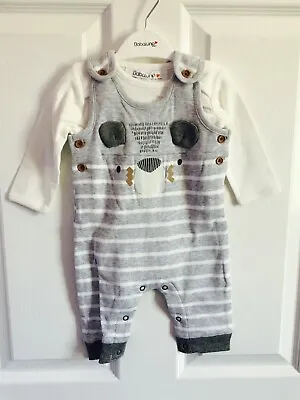 New! Babaluno Baby  Bear  Dungarees And Long Sleeve Top 2 Piece Set • £11.99