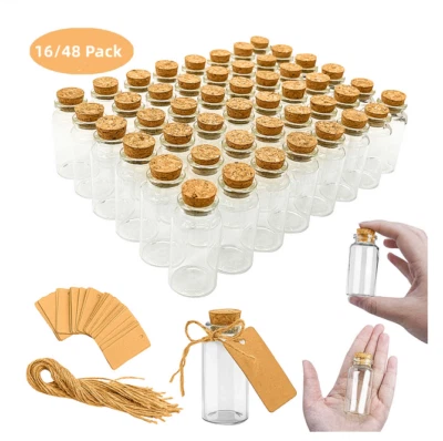 £6.96 • Buy 25ML Mini Glass Bottles With Cork Stopper Clear Wish Bottle Tiny Glass Bottle