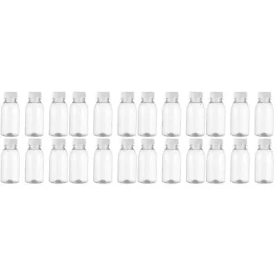 6/12/24pcs 4oz Clear Plastic Juice Bottles With Caps Mini Shot Containers Milk • £9.49