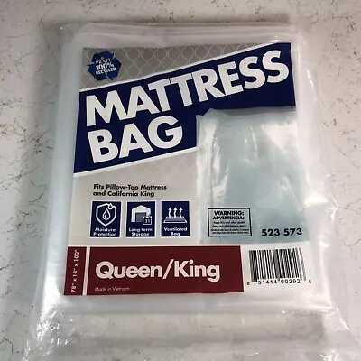 Mattress Bag Queen And King Fits Pillow Top California 100 In. X 78 In. X 14 In. • $12.95